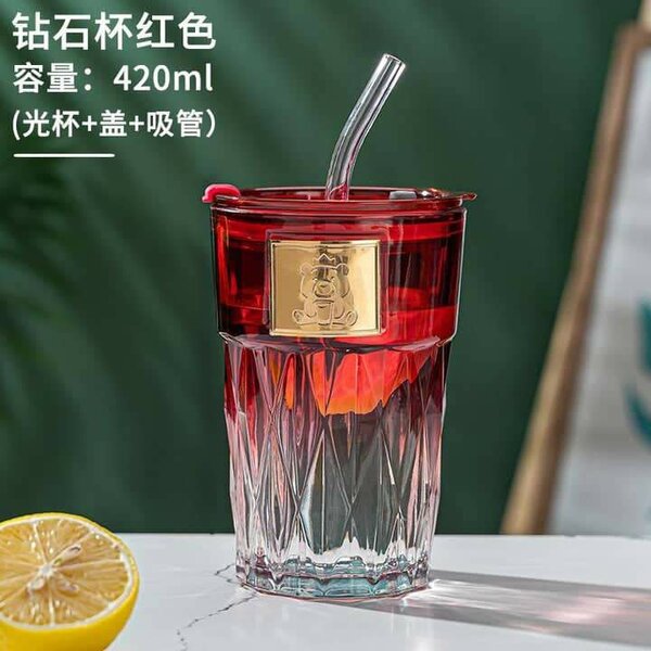 MUG EN VERRE MASSIF AVEC PAILLE 420ML