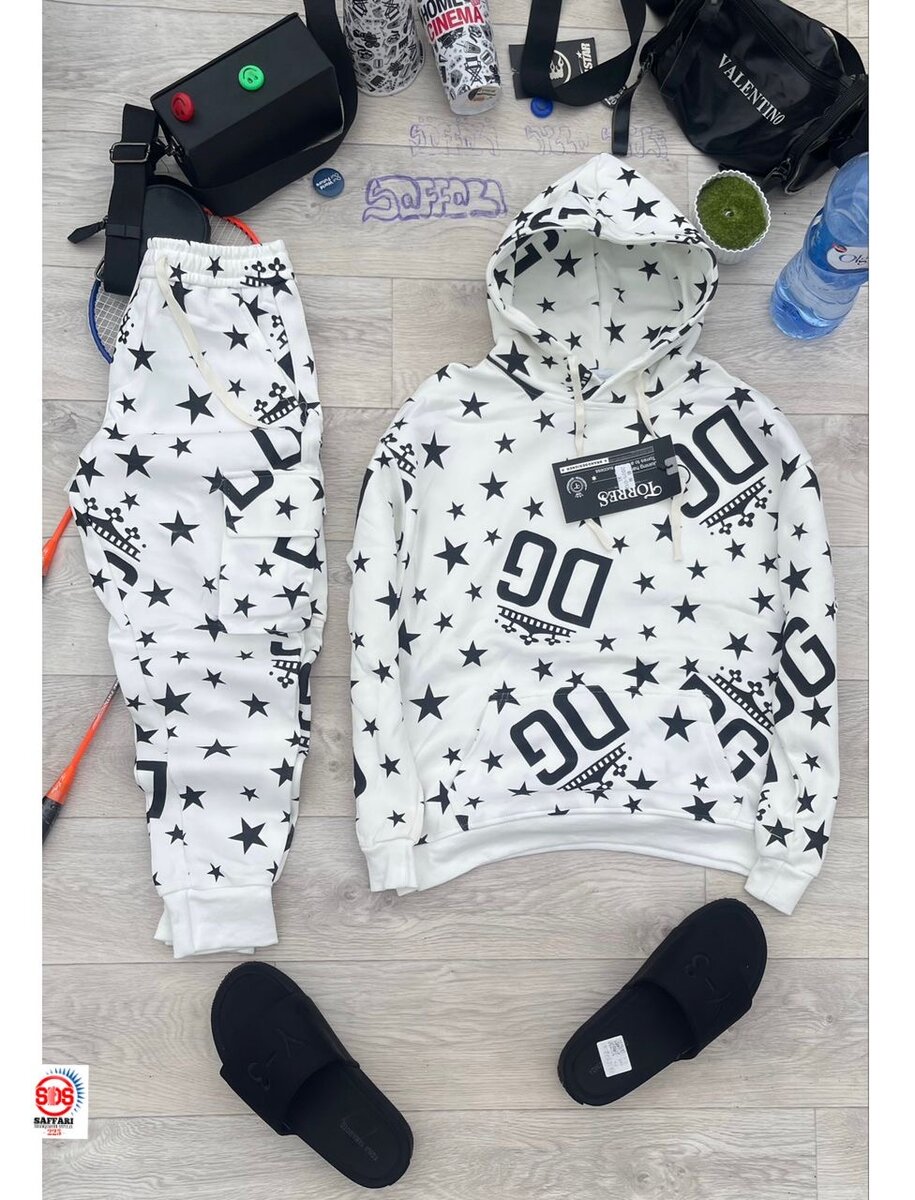 Survêtement à capuche imprimé étoiles