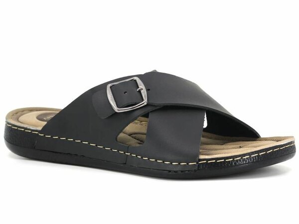 Sandales confort en cuir noir