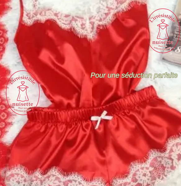 Ensemble satin dentelle femme