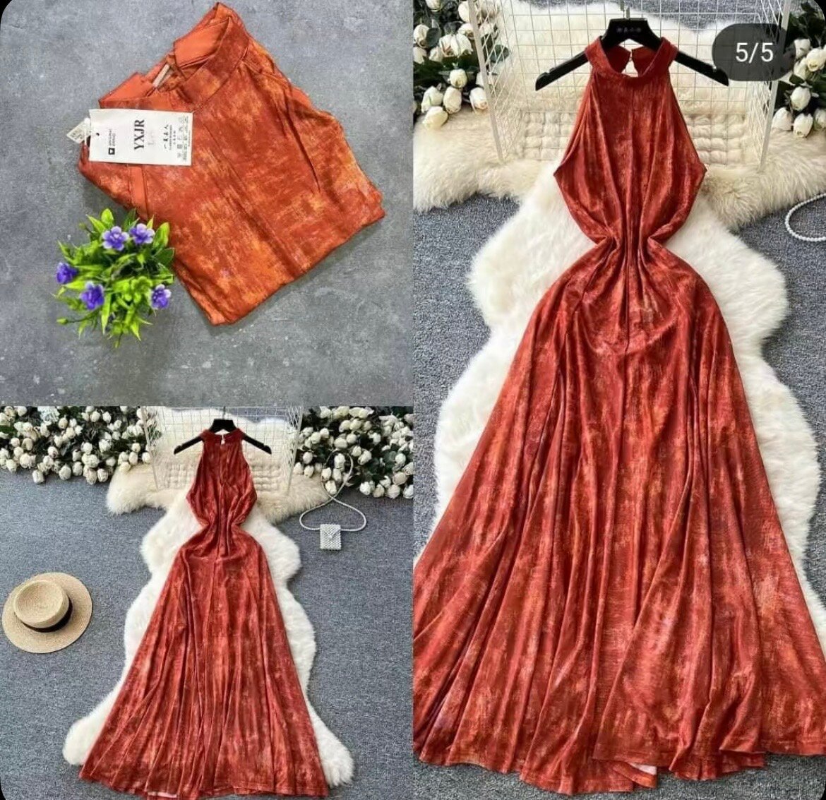 Robe longue élégante rouge