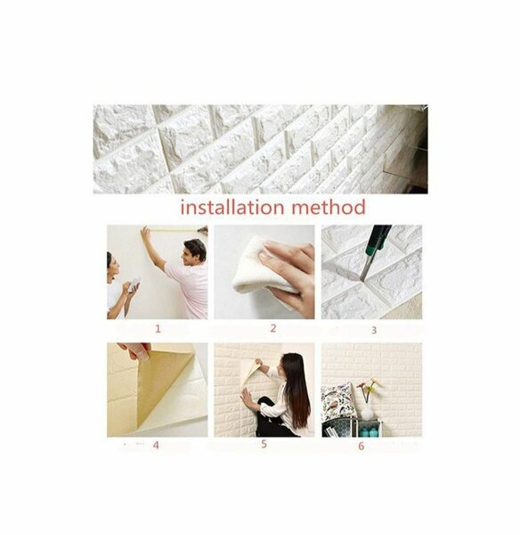 Papier peint auto-adhésif effet brique BLANC