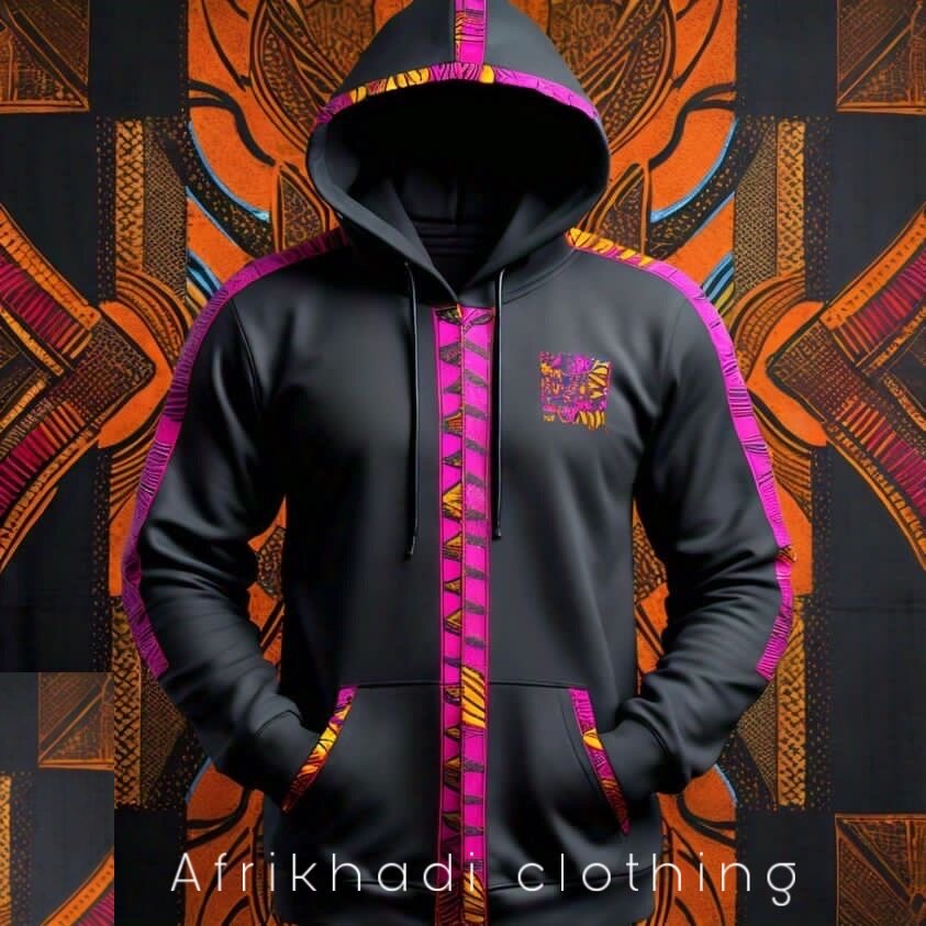 Hoodie with a touch of African print fabric.