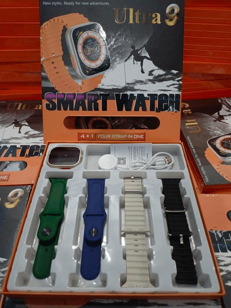 Ultra Smart watch with four straps and charger