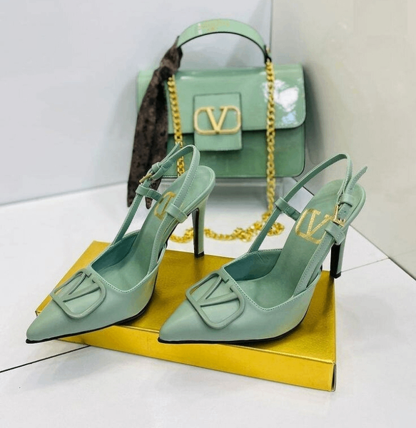 Chaussures à talons hauts en cuir vert