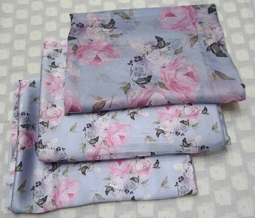 3ps silk suit silky shifoon dupatta