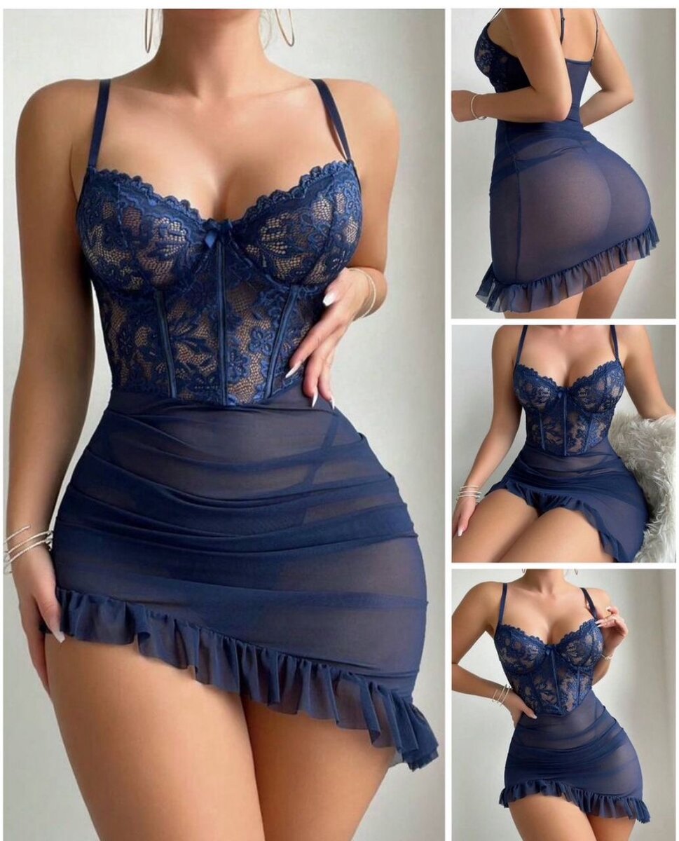 Nuisette dentelle bleue sexy