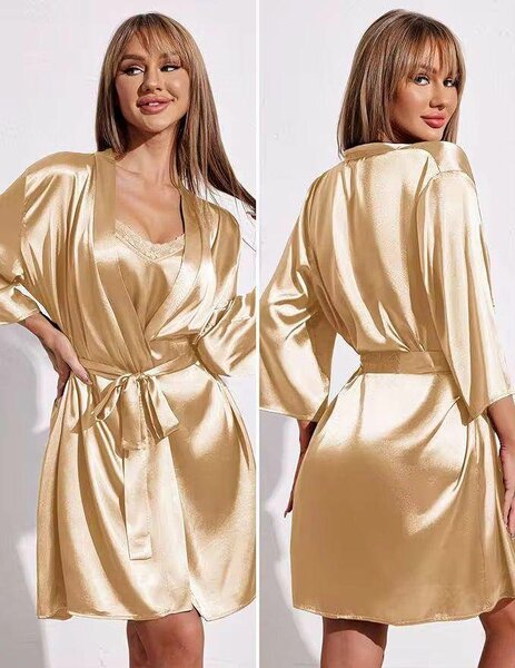 Silk Satin Kimono Robe