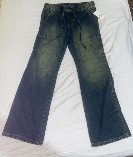 Flared oil wash color Jeans,available size 28&34