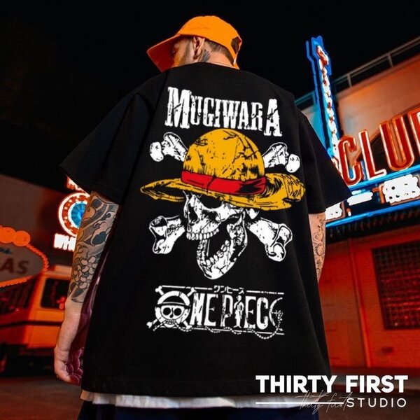 T-shirt One Piece Mugiwara homme noir