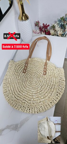 Sac cabas en paille beige