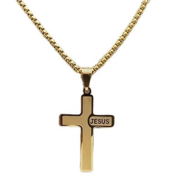 Collier croix Jésus doré