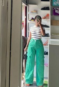 Cargo jeans light green