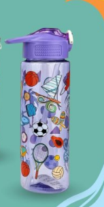 Good Vibes Lifestyle Reusable Plastic Water Bottle with Flip Top Straw Lid and Loop Handle