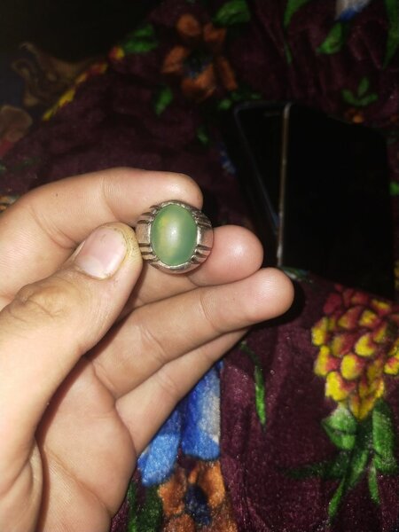 Silver ring with jadeite stone fore men