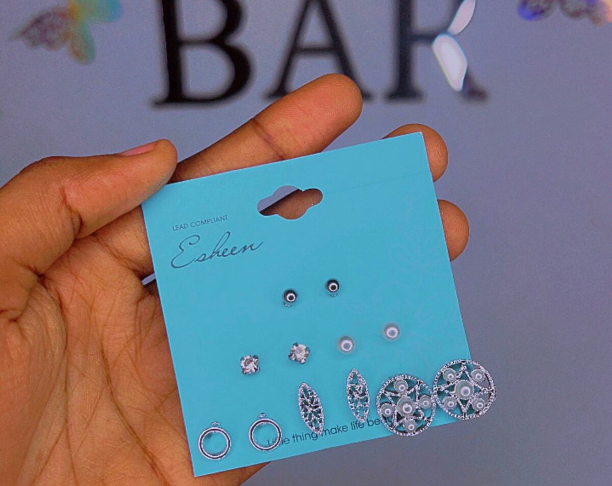 Earring set and blue eye necklace