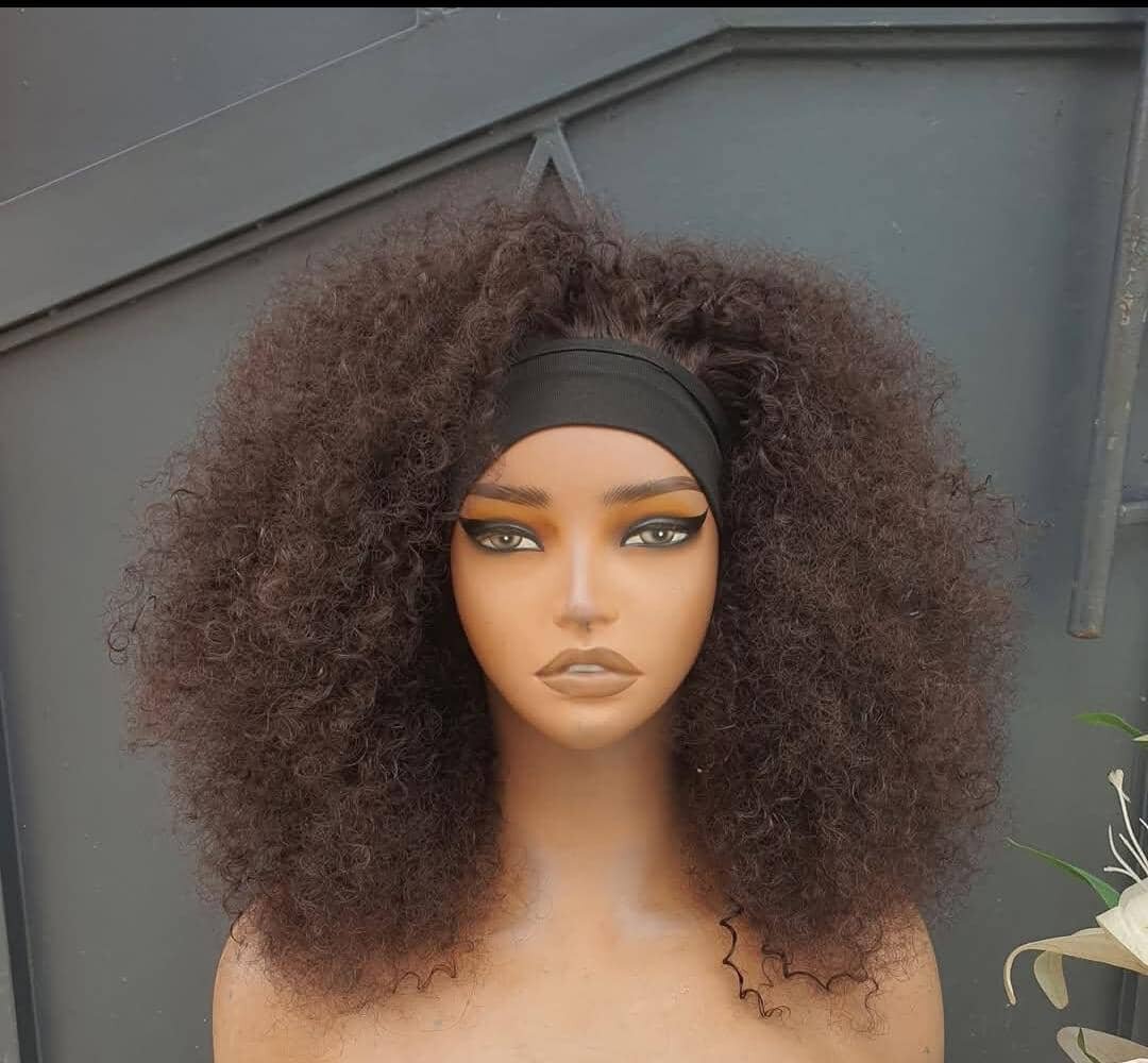 Perruque Bandeau Bouclée Noire