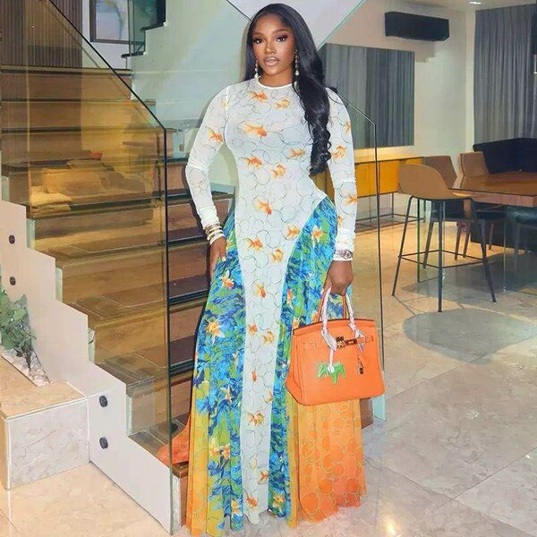 Robe longue imprimée élégante