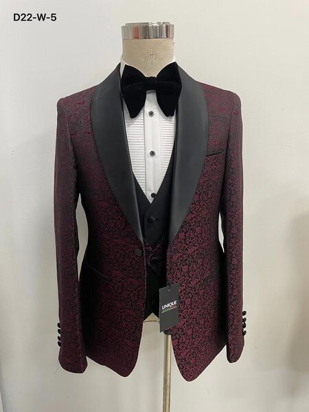 Smoking Élégant Homme Bordeaux