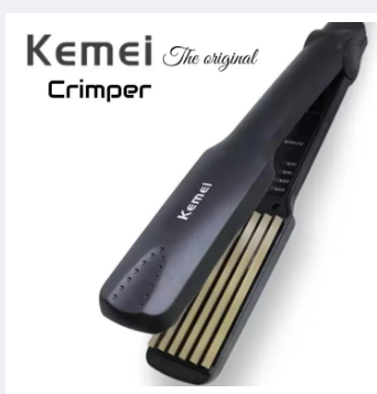 Kemei 332 km-332 - Professional Hair Straightener Crimper wide plate temperature control instant heating - Black