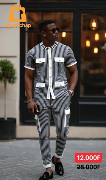 Ensemble Rayé Élégant Homme