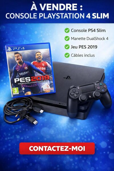Console PS4 Slim avec PES 2019