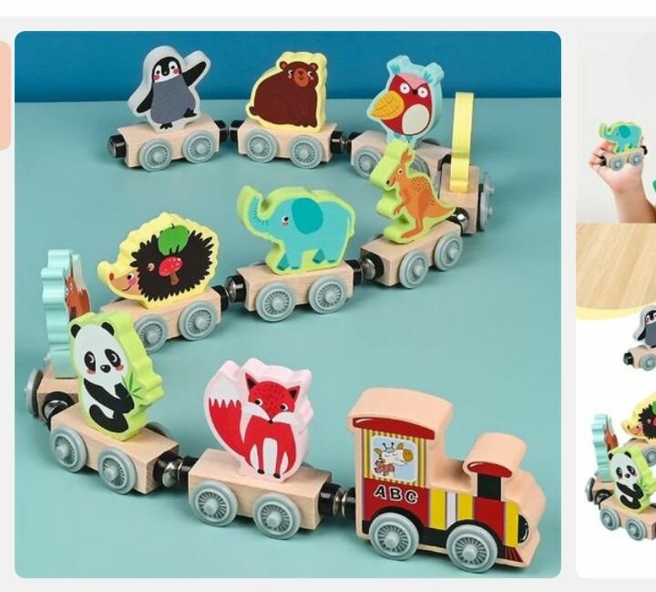 Train en bois animaux jouets enfants