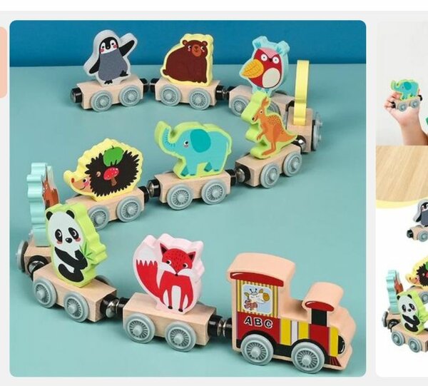 Train en bois animaux jouets enfants