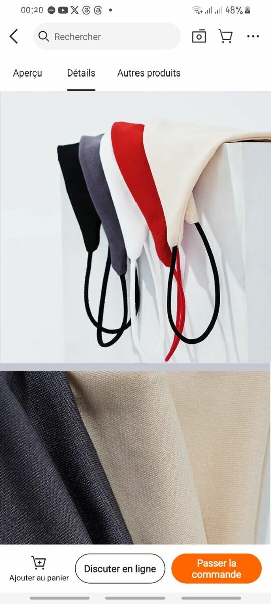 Lot 5 strings en coton colorés