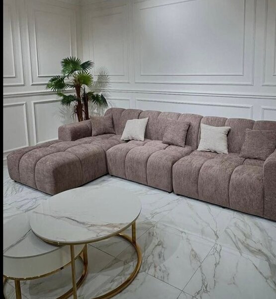 Canapé d'angle design en tissu gris