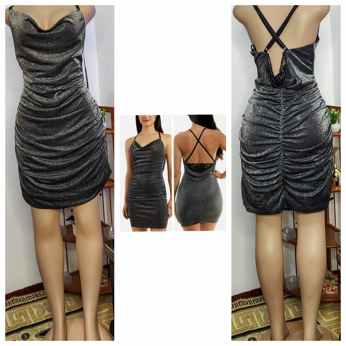 Women's Cowlneck Mini Party Bodycon Dress