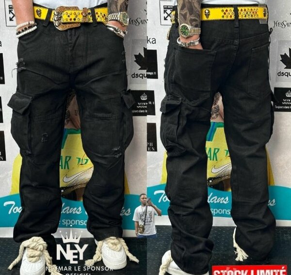 Jeans cargo noir unisex