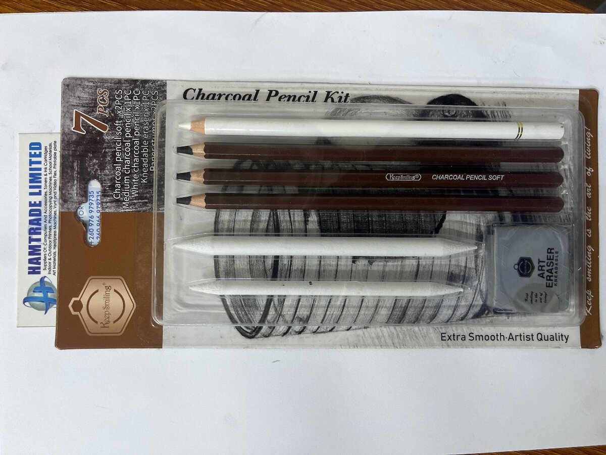 Charcoal pencils , kneadable eraser, paper stumps