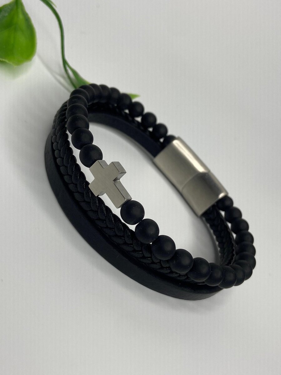 Durable Leather Steel Bracelets for Men