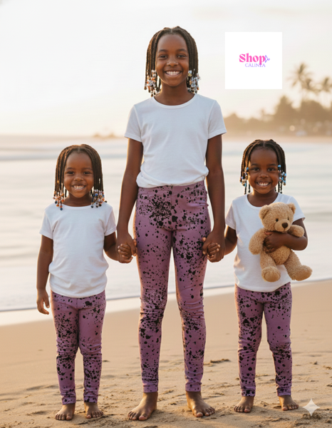 Legging enfant imprimé violet