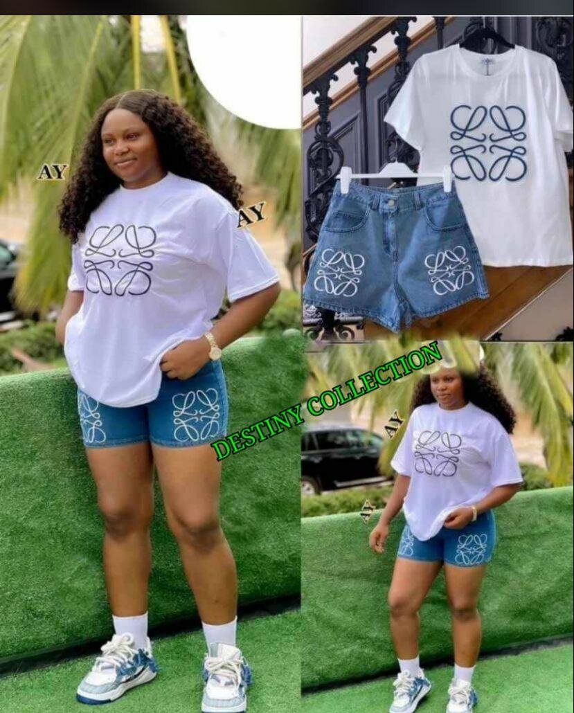 Trendy lady top and shorts