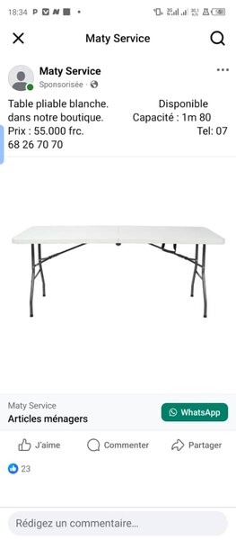 Table pliante blanche