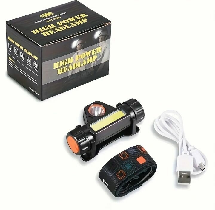 Rechargeable LED Headlamp with COB Lights, Super Bright