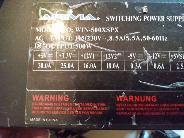 500w gaming psu (power supply unit)