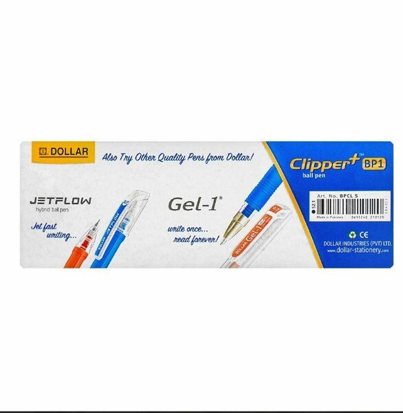 Dollar Clipper+BP1 Super Smooth Ball Pen, Blue, 10-Pack