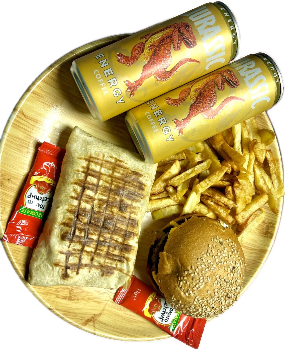 Menu Double  Burger +  Tacos