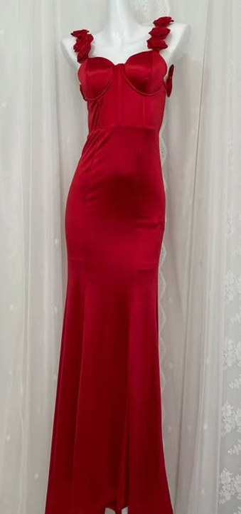 Red rose detail dress