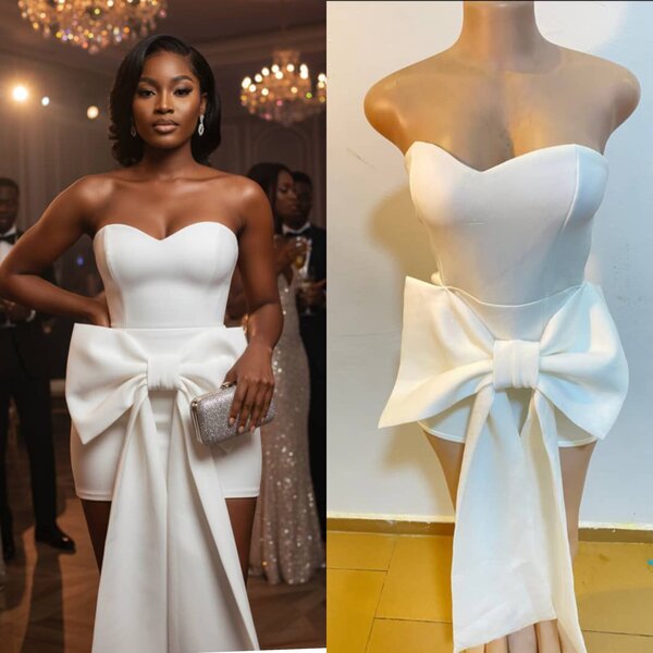 Robe blanche élégante à nœud