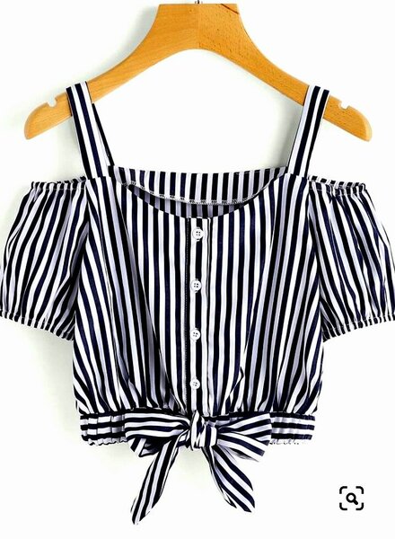 Chemisier rayé à épaules dénud