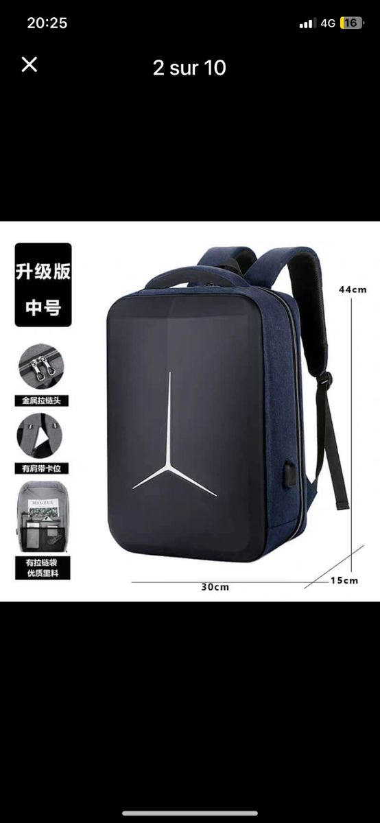 Sac à dos antivol USB moderne