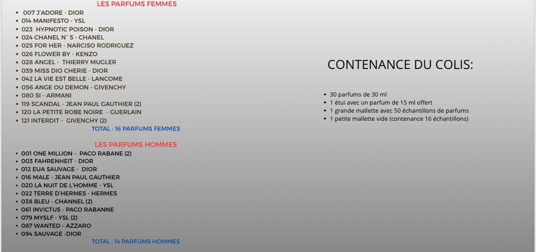 Coffret Parfums Mixte 30 ml