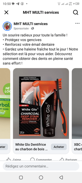 Dentifrice au charbon White Glo