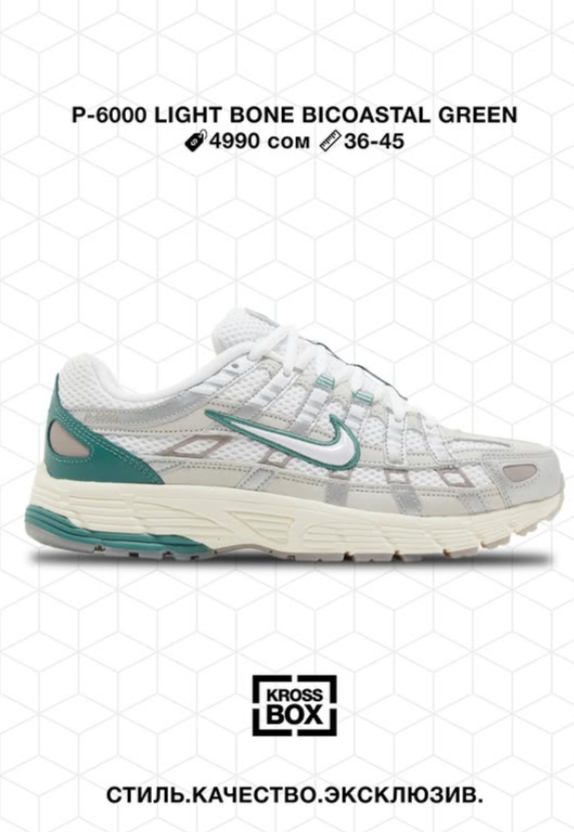 Эркектердин кроссовкасы P-6000 Light Bone Bicoastal Green