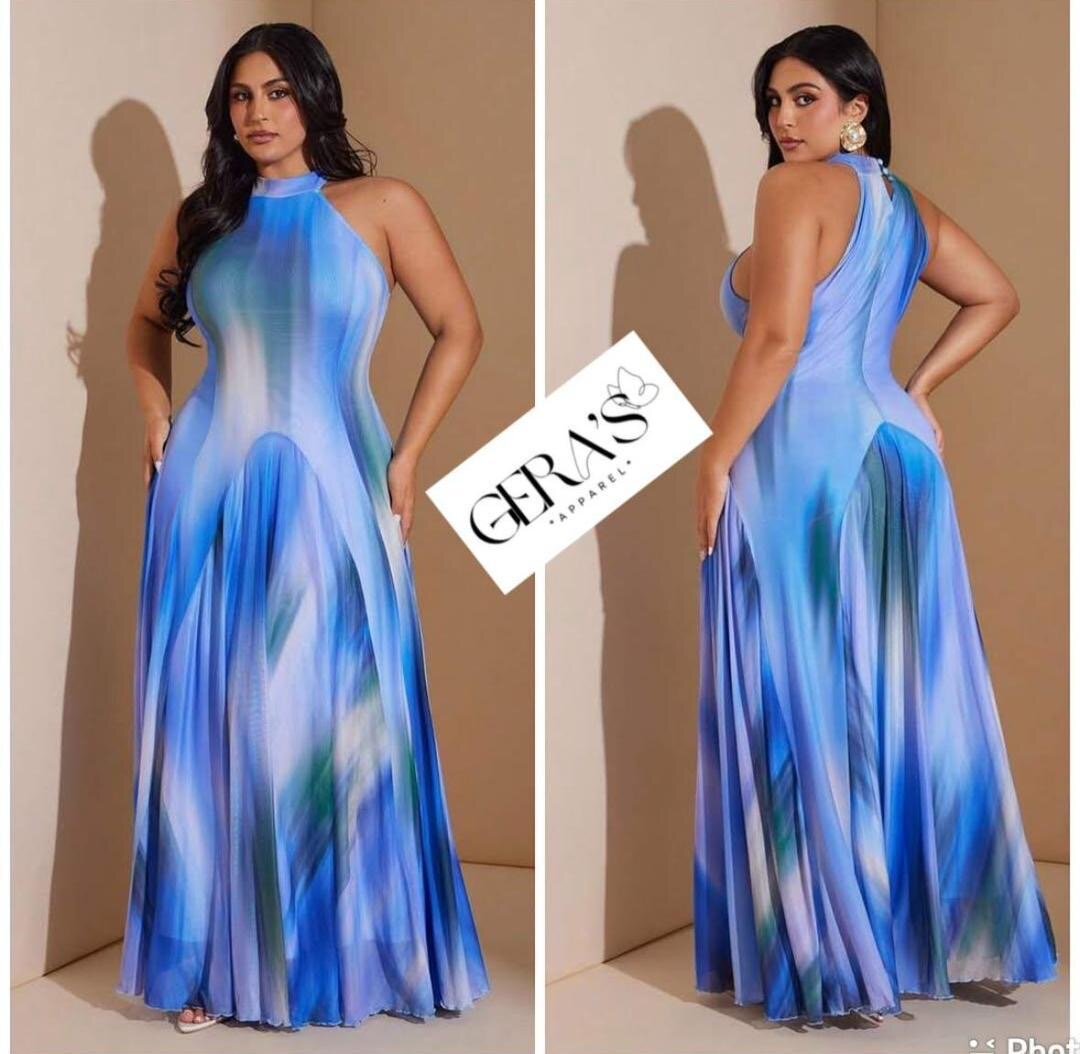 Robe longue fluide bleue