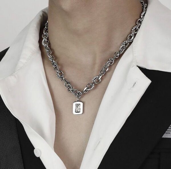 Collier homme acier élégant